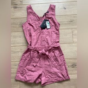 Pink linen romper